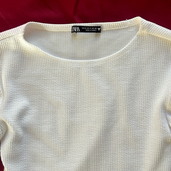 Zara White Long Sleeve Crop Top - Picture 4 of 7